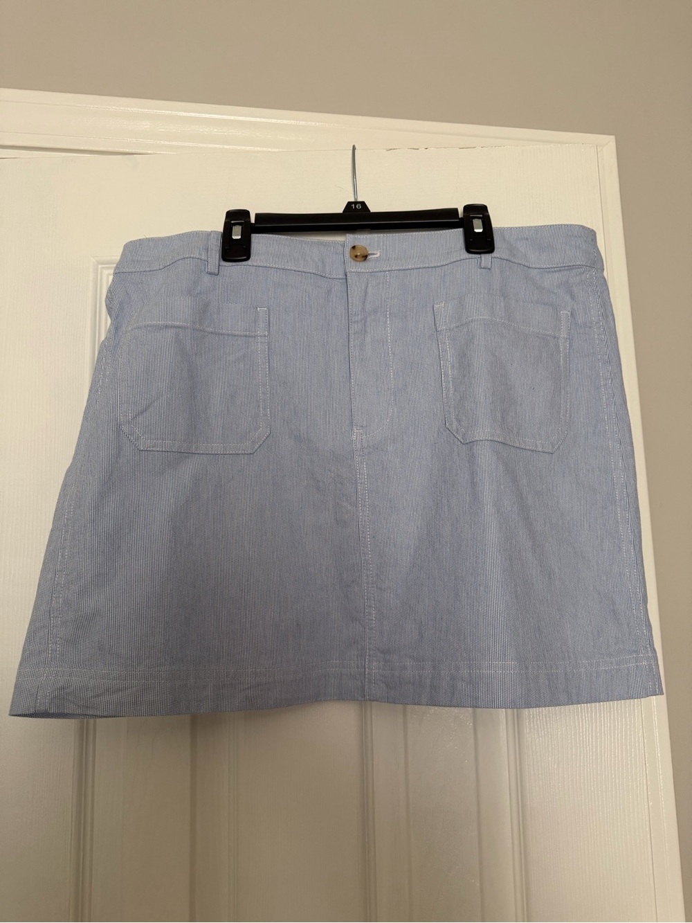 J. Crew Pale Blue Cotton Mini Skirt with Front Pockets